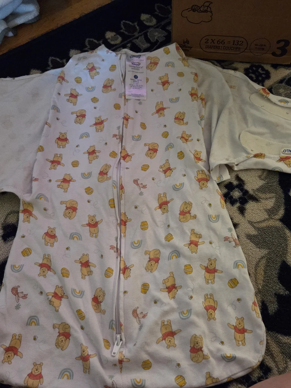 Halo Sleep Sack Swaddle with Winnie the Pooh Print - Cream, Yellow and Red